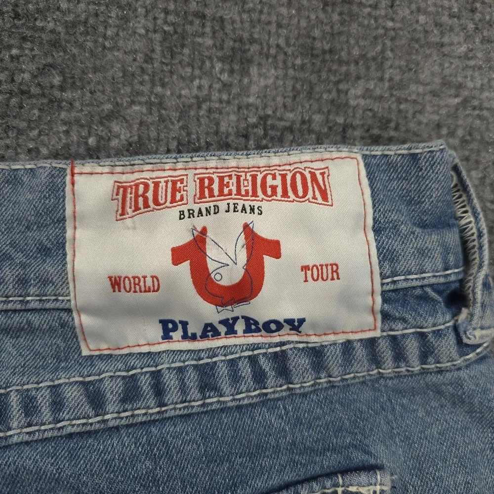 True‎ Religion X Playboy Jeans Mens 42x32 Blue Bobby Relaxed Baggy Denim Logo